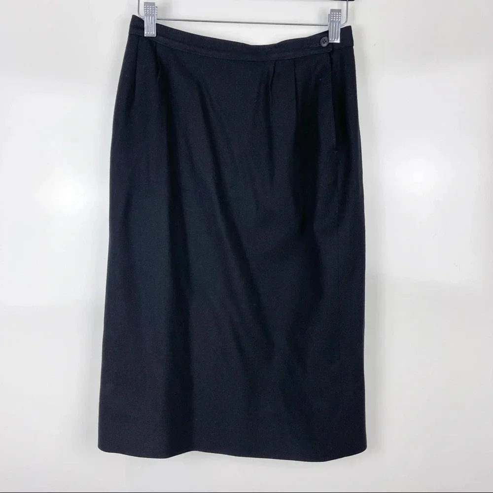 Vintage Pendleton Black Wool Pencil Skirt Sz 8
